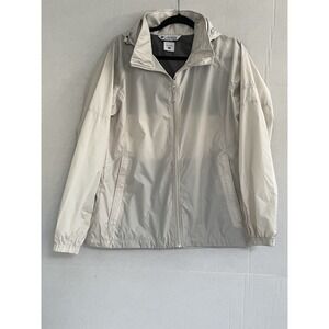 Columbia Windbreaker Jacket Womens Large Cream Zip Up Hooded